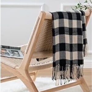 Plaid Black and White Throw Blanket Buffalo Check